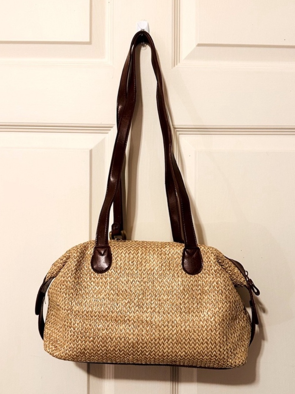Vintage | Bag | Leather & Straw Shoulder Bag - Picture 11 of 13
